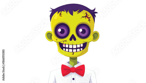 Cartoon Zombie Character with Bowtie and Green Skin.