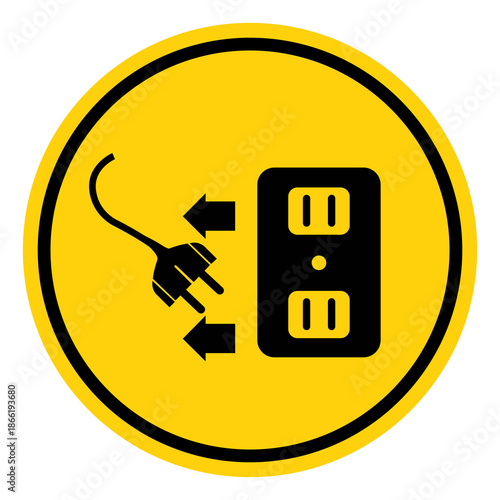 Disconnect Mains Plug From Electrical Outlet Symbol Sign,Vector Illustration, Isolated On White Background LabelEPS10