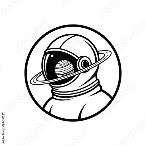 Astronaut Helmet with Planet Reflection Logo