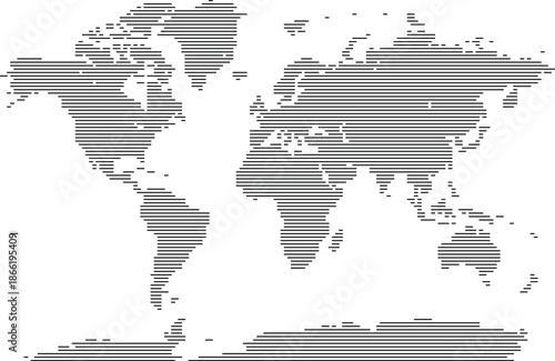World Map in Vector Horizontal Line Shape Pattern Shape