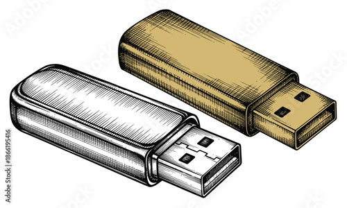 Gold and Silver USB Flash Drives on Black Background USB drive storage