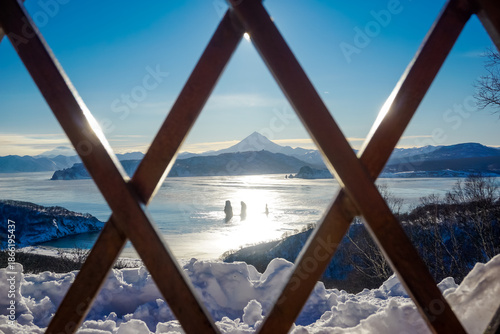 View of nature through the X fence