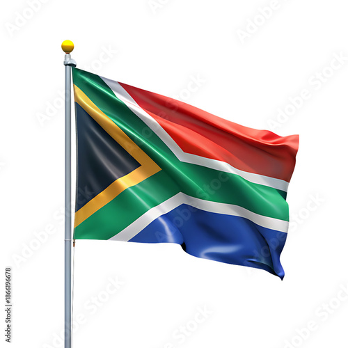 south africa flag isolated on white background, PNG. AI Generated