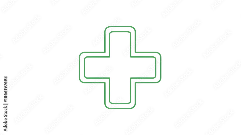 Fototapeta premium Neon green cross sign isolated on transparent background with glowing effect