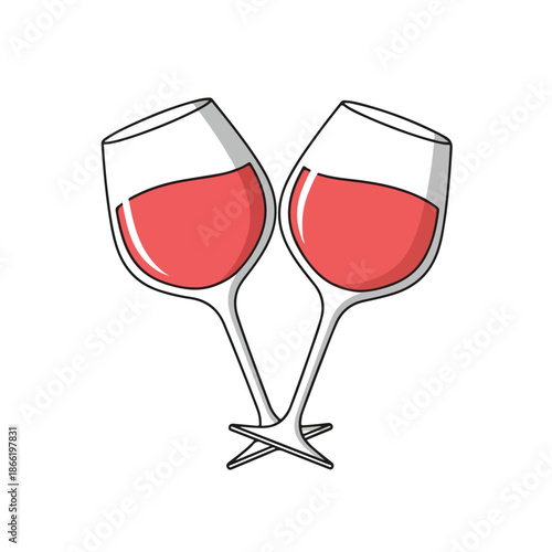 Two wine glasses forming a heart shape
