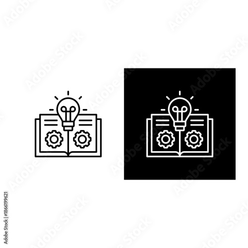 Knowledge Management  icon black and white outline.