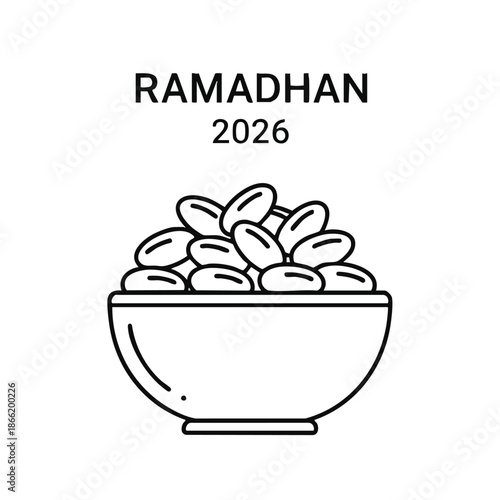 Ramadhan Iconic Illustration of Dates in a Bowl Celebrating Islamic Culture and Traditions