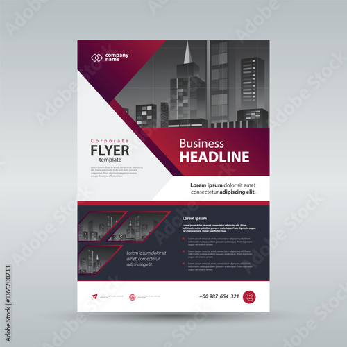 corporate flyer brochure layout design template. single page cover design. A4 size scale and Easy for editing	
