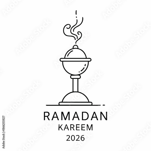 Ramadan Kareem 2026 Celebration Icon with Lantern and Smoke