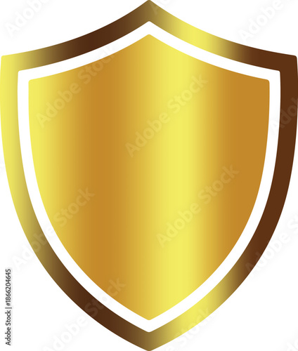 Golden shield icon for protection and security
