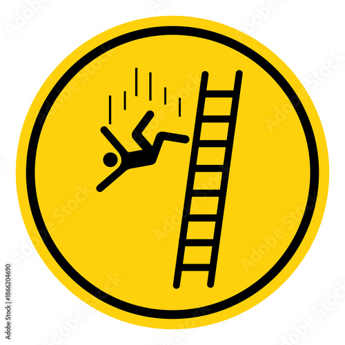Falling Ladder Hazard Symbol Sign, Vector Illustration, Isolate On White Background Label. EPS10
