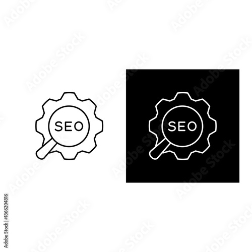 Seo  icon black and white outline.