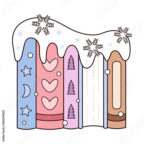 Cozy Winter books illustration, Christmas bookish clipart, Book lover design, Holiday reading sticker, Bookstore graphic.