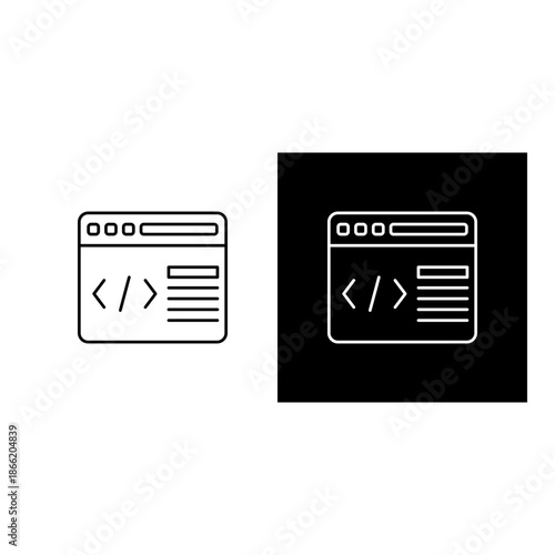 Web Coding  icon black and white outline.