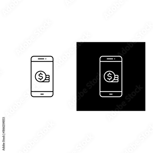 Mobile Banking  icon black and white outline.