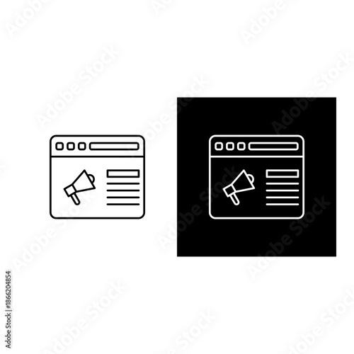 Web Promotion  icon black and white outline.