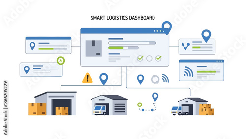 Industrial production line process stages illustration.