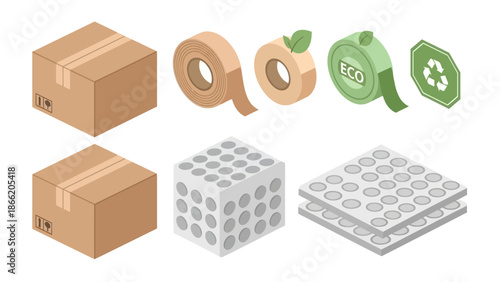 Eco-friendly packaging materials for sustainable shipping and delivery.