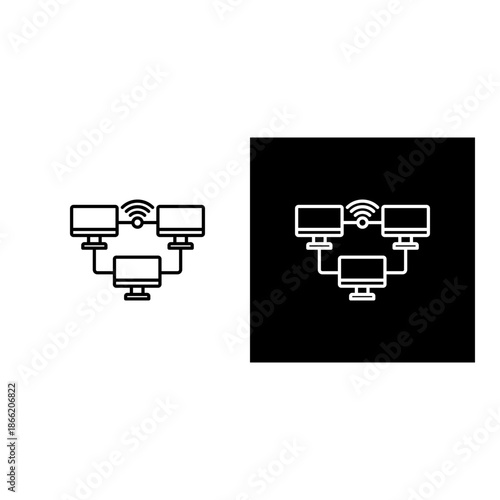 Local Area Network  icon black and white outline.