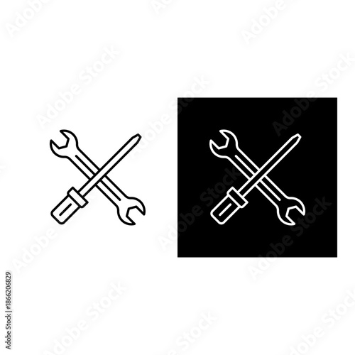 Tools  icon black and white outline.