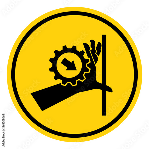 Hand Entanglement Gear Crusher Symbol Sign, Vector Illustration, Isolate On White Background Label. EPS10