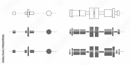Schematic illustrations of various electrical and electronic components
