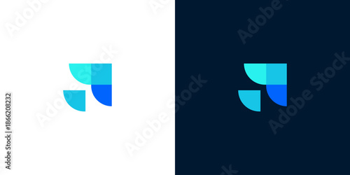 Abstract blue geometric logo, sleek and modern, resembling an initial or letter. This versatile icon symbolizes innovation, technology, and connectivity for a contemporary brand