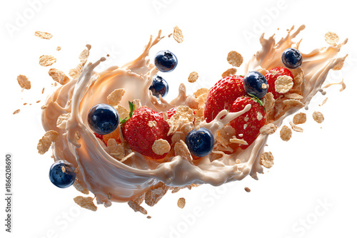 Splash of Milk with Berries and Cereal