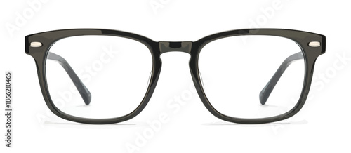 A pair of black rectangular glasses with clear lenses and thin gray temples eyeglasses