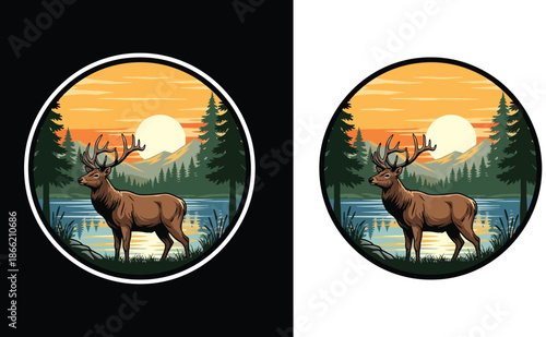 Retro Vintage Dog Badge Logo Vector, Circular Emblem, No Text