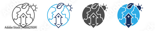 climate change icon set with multiple concept