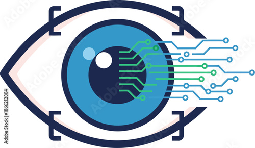 Digital Eye Scan with Biometric Data Flow for AI Security and Surveillance Concepts