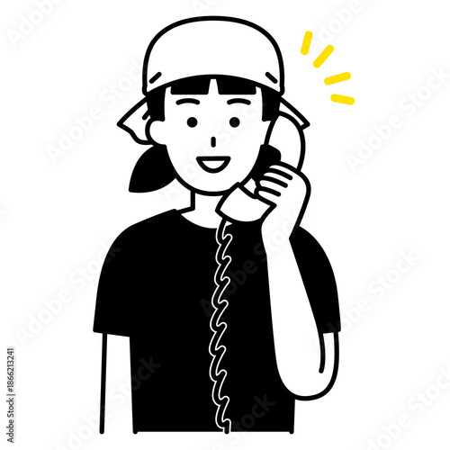 電話応対する居酒屋の女性店員