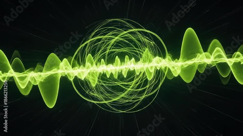 Abstract Green Sound Wave Equalizer Display