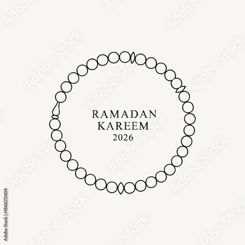 Celebrating Ramadan Kareem with an elegant circular design featuring interconnected circles and a simple typography
