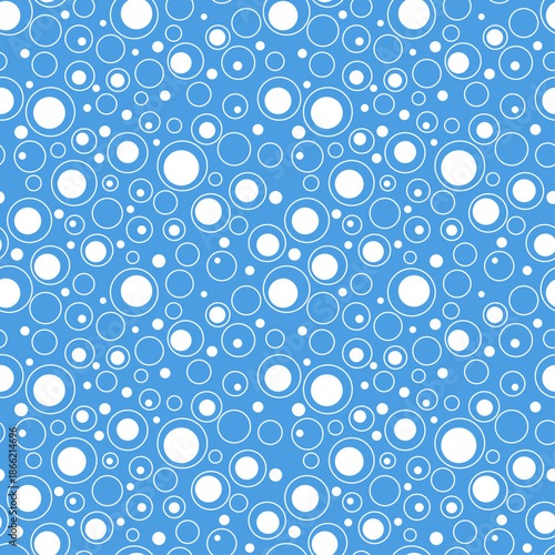 Blue and White Circle Pattern. There are two types of circles: solid white circles and white circles with blue centers.
