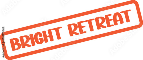 Smooth orange Bright Retreat text within a clean rectangular outline for peaceful getaways