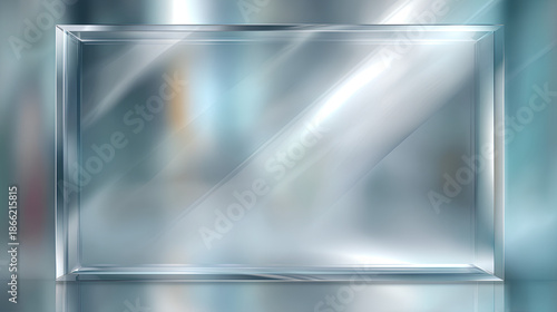 Wallpaper Mural Transparent glass plate background. Realistic screen glass, window effect with flare, clear glass showcase, glossy plastic glare frame, acrylic with glares and light, plexiglas Stock Illustration Torontodigital.ca
