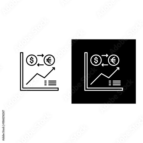 Foreign Exchange  icon black and white outline.
