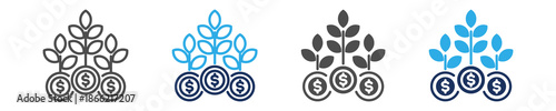 earning growth icon sheet with multiple concept