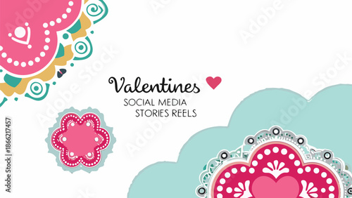 Valentine's Day social media stories reels with colorful heart designs
