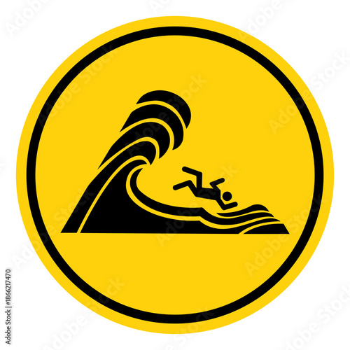 High Surf Warning Sign, Vector Illustration, Isolate On White Background Label. EPS10