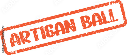 Vibrant Orange Artisan Ball Event Promotional Rubber Stamp with Grungy Texture Design
