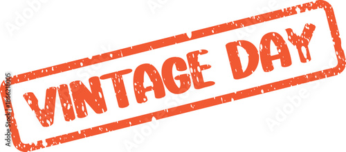 Vintage Day Orange Distressed Rubber Stamp for Retro Themed Events and Celebrations