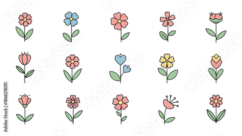 Floral Symphony: An array of delicate flowers, each a unique expression of nature's beauty, arranged in a vibrant composition. A visual celebration of floral elegance, from petal to stem.