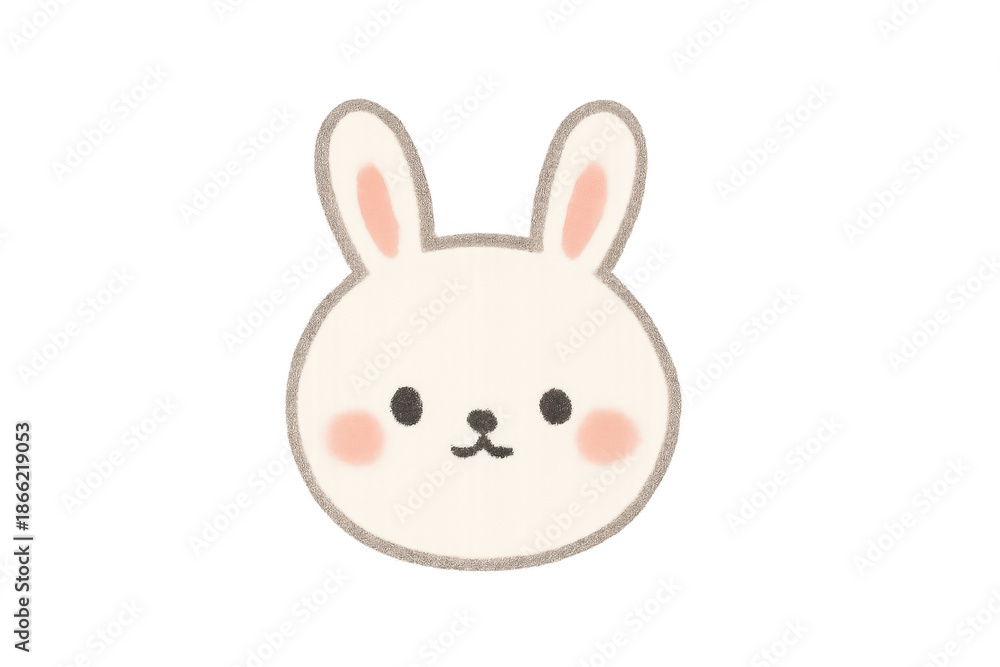 Obraz premium Cute white bunny head illustration with transparent background