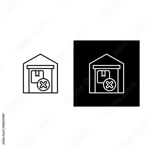 Out Of Stock  icon black and white outline.