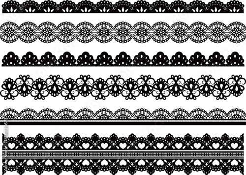 エレガントなレースのライン6種セット　ブラック