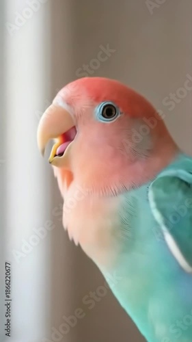 Colorful Lovebird Close-Up Turning Head in Soft Light | Tropical Parrot Video