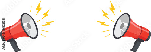 Two megaphones facing each other